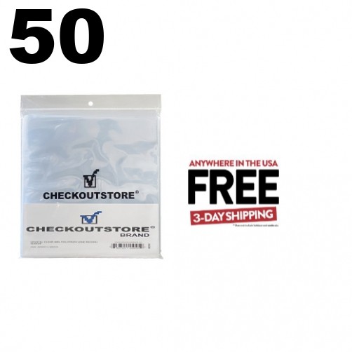 50 Crystal Clear Plastic OPP for 12" Vinyl 33 RPM Records 4 Mil **1-3 DAYS
