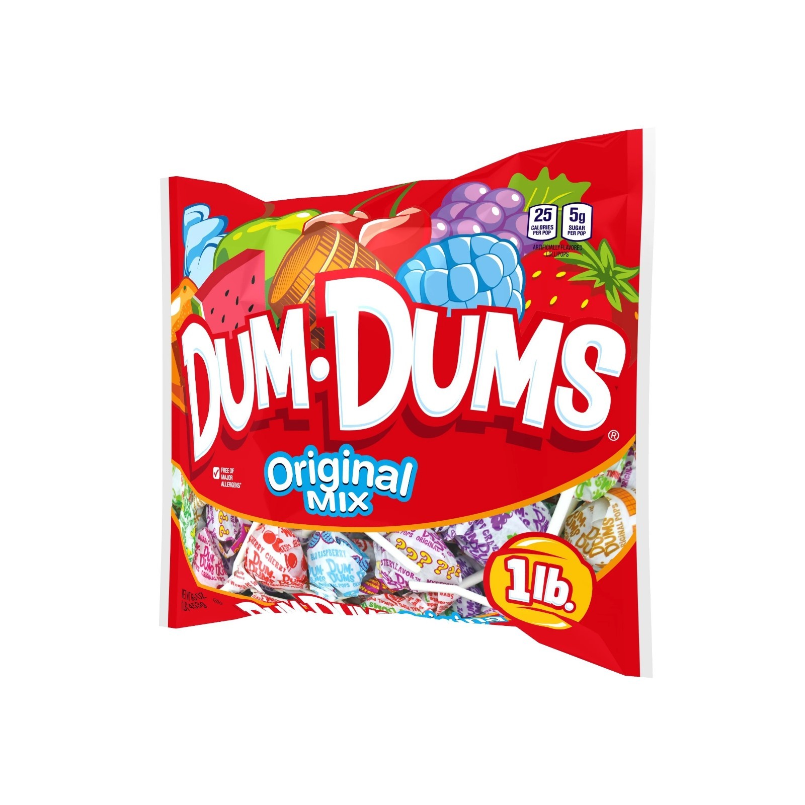 Dum Dums Original Mix Lollipops – Assorted Hard Candy, 16 oz Bag