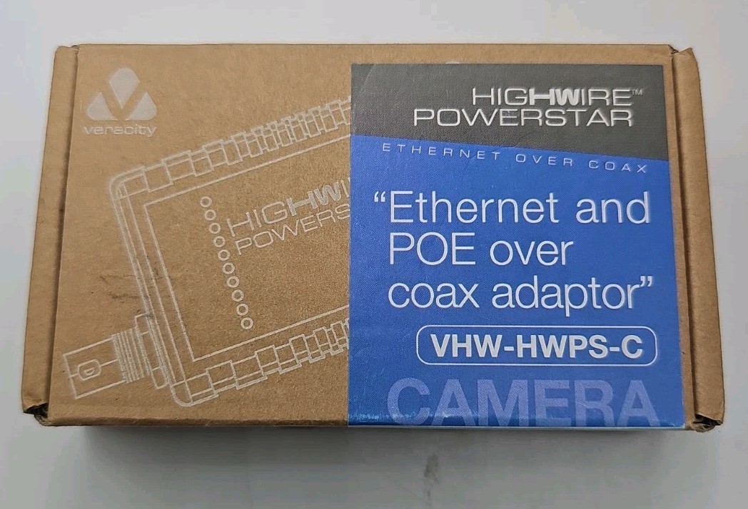 Veracity VHW-HWPS-C HIGHWIRE Powerstar Ethernet and PoE Over Coax Converter,