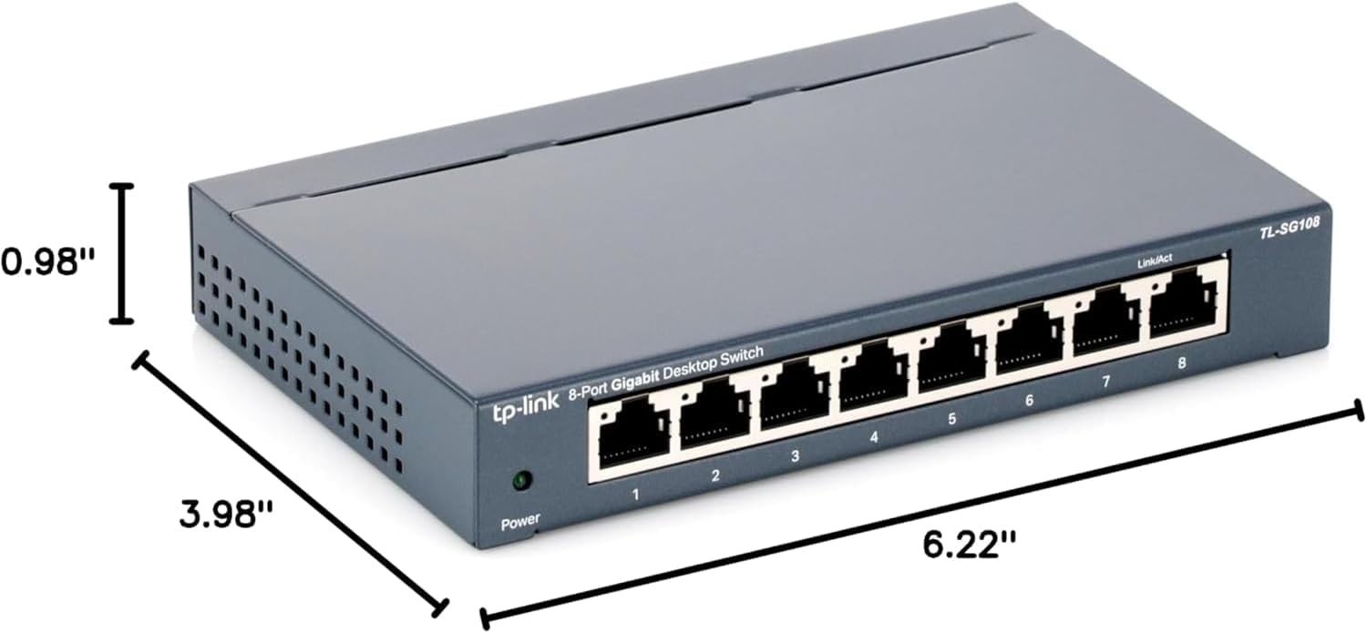 Durable 8 Port Gigabit Network Switch with Traffic Optimization & Fanless Design