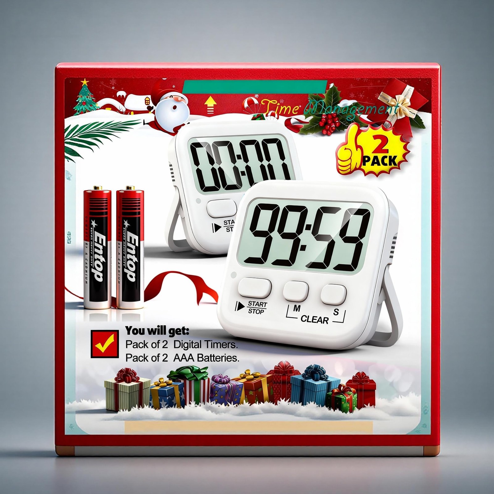 2 Pack Digital Timer for Kids, Magnetic Countdown Kitchen Timers for Cooking,...
