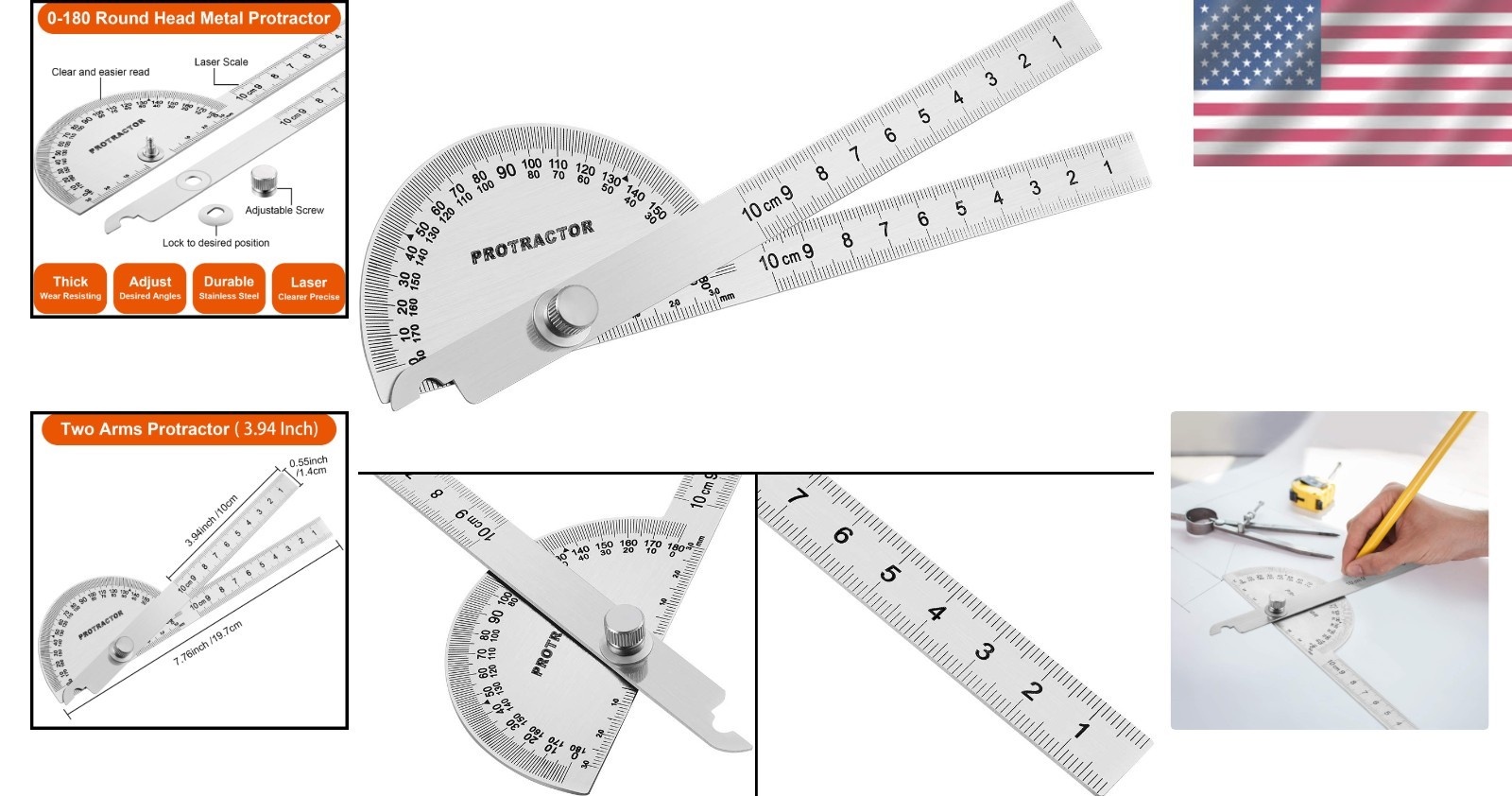 Compact 10cm Stainless Steel Angle Finder - Ideal for Architects & Students