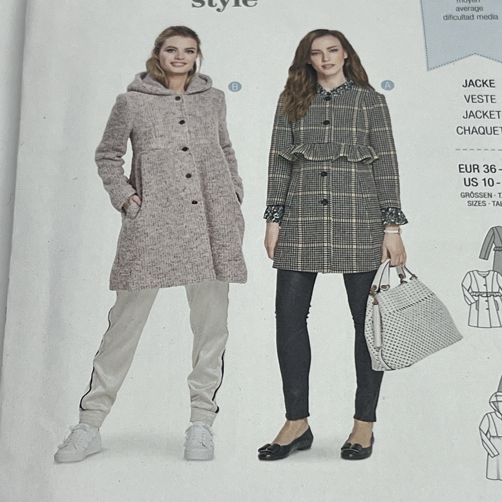 Burda Style 6361 Front Button Jacket 2 Lengths Misses' 10-20 Pattern Uncut Y2K