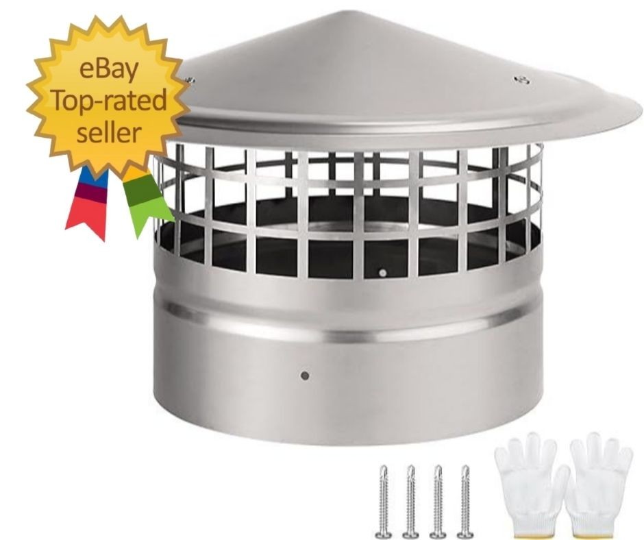 8 Inch Cone Top Chimney Cap with Screen,8" Round Roof Rain Chimne