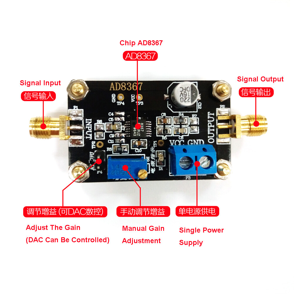 AD8367 Module Variable Gain Amplifier 500MHz Bandwidth 32dB Gain Amplifier