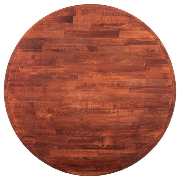 36'' Round Butcher Block style Restaurant Table Top in Mahogany Wood Finish