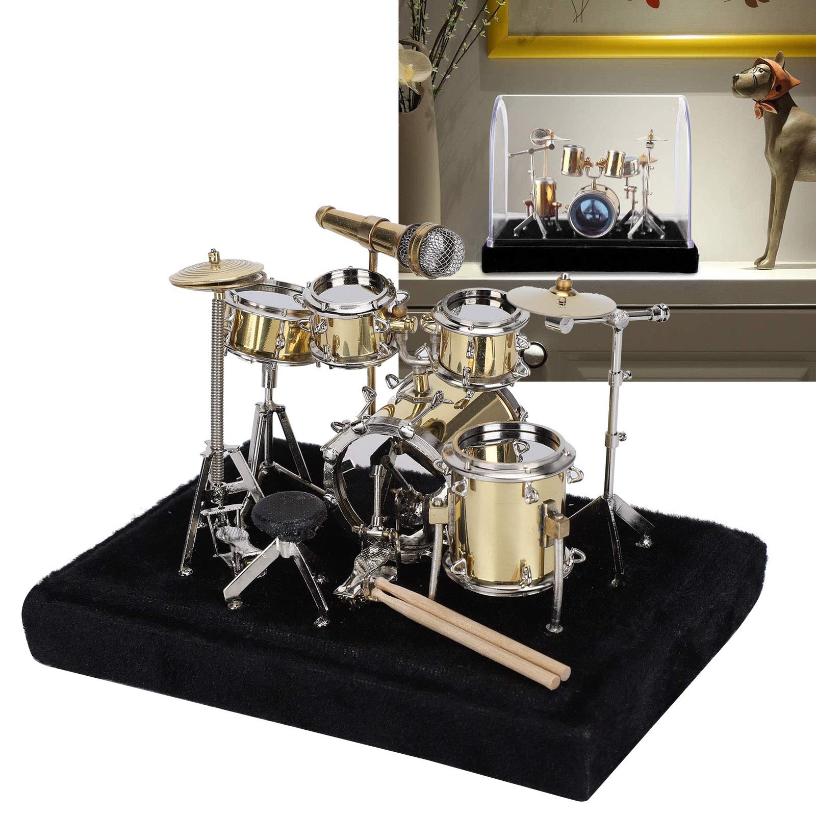 Tissting Mini Drum Model - Miniature Musical Instrument Set with Display Box,...