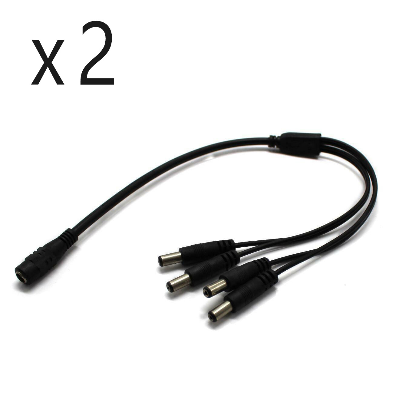2 Pack - 4 Way Channel DC Power Splitter Adapter Cable for CCTV Security Camera