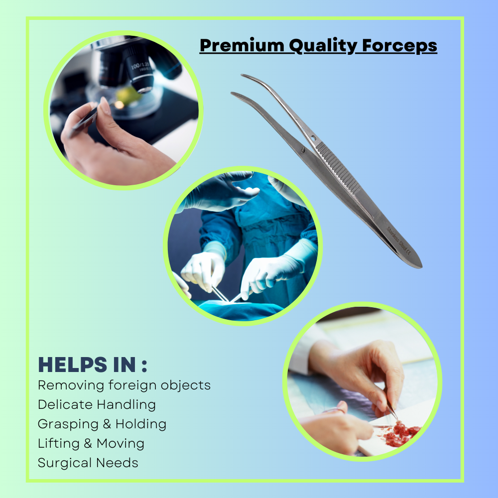 3 Pcs HALF CURVED IRIS EYE DRESSING SERRATED FORCEPS 4" SURGICAL INSTRUMENTS CE