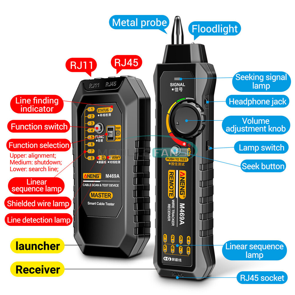 ANENG M469A Multifunctional Network Cable Tracker Networking Analyzer RJ45 RJ11