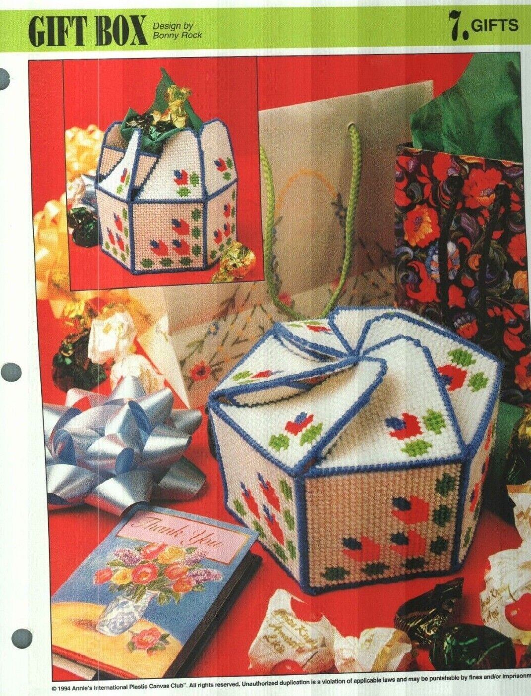 NEW GIFT BOX WITH FOLDING TOP ANNIE'S PLASTIC CANVAS PATTERN INSTRUCTIONS