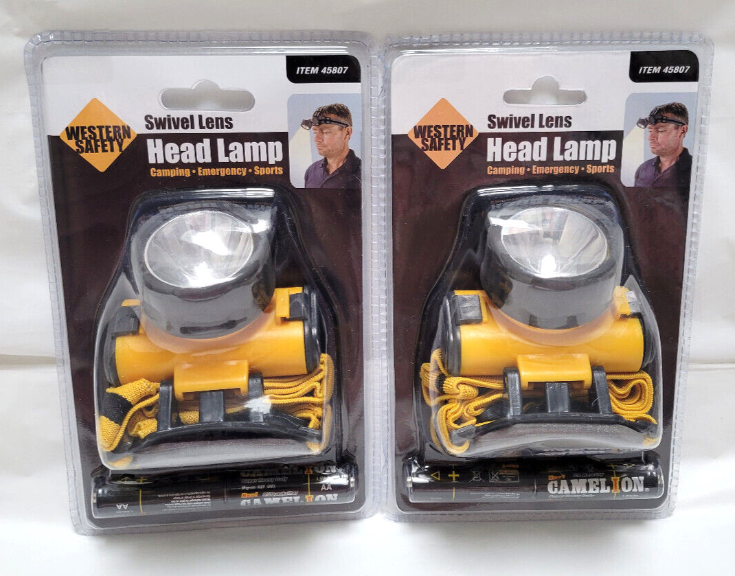 Lot of 2 Western Safety SWIVEL LENS HEAD LAMP Item #45807 Waterproof/Lightweight