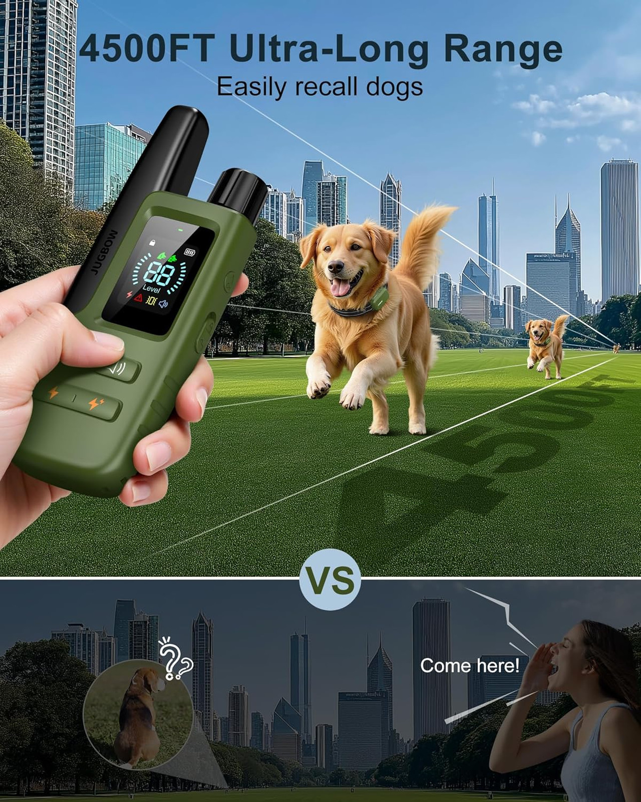 Dog Training Collar with Remote, Waterproof Shock Collar, 4500ft Range, 4 Modes