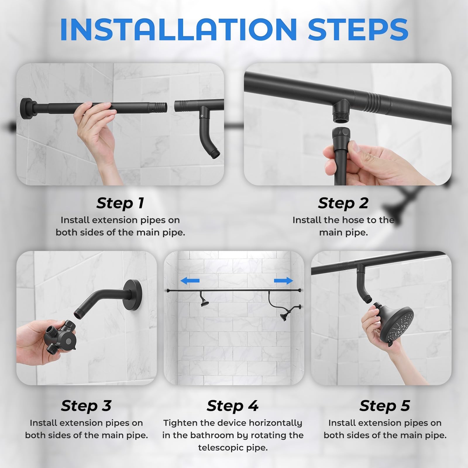 Dual Shower Head for Couples - High Pressure Adjustable Two Showerhead System...