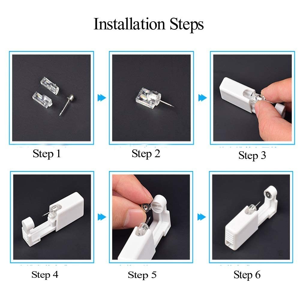 Ultimate Self Ear Piercing Tool Set - 2 Pack with Gold Studs & Alcohol Pads