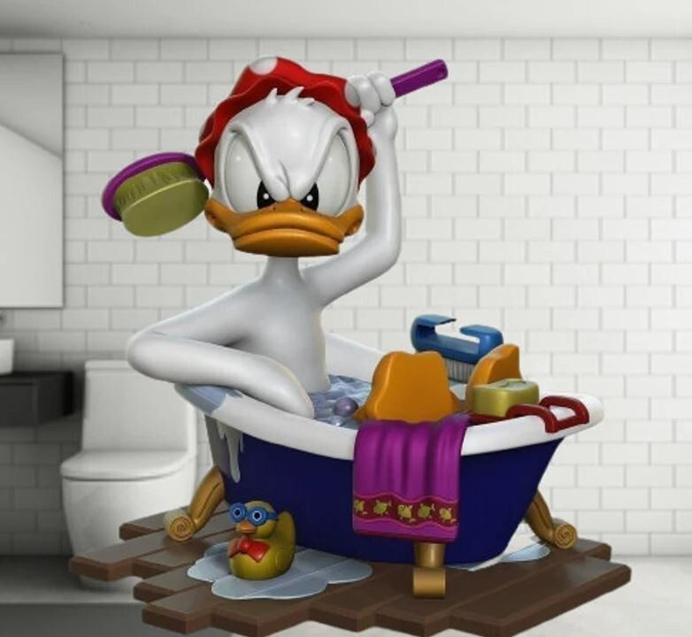 UNPAINTED Donald Duck Bath Diorama 3d Printed Model Kit