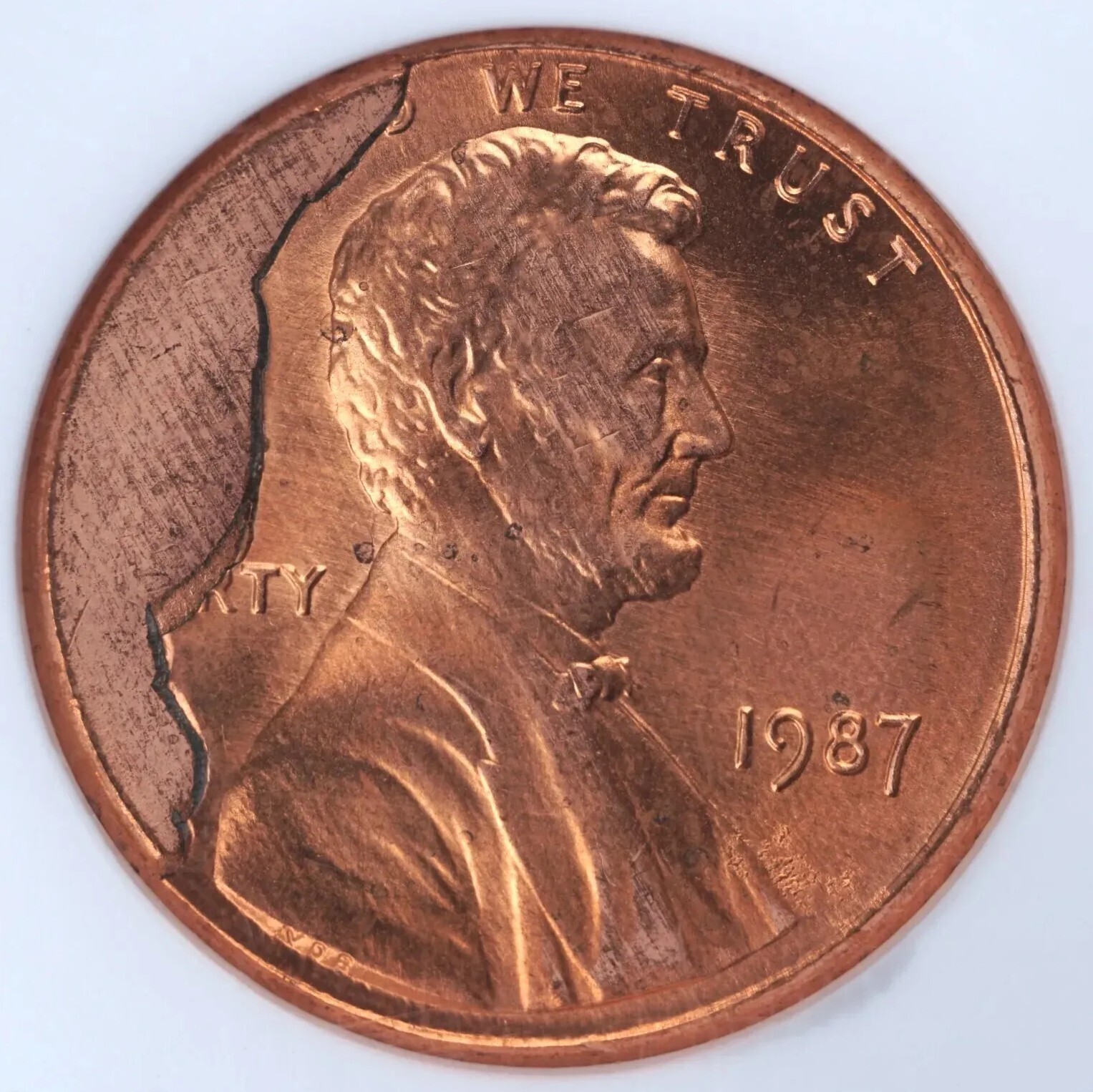 1987 1c HUGE Die Break Cud - Rare Mint Error coin NGC MS65 RD