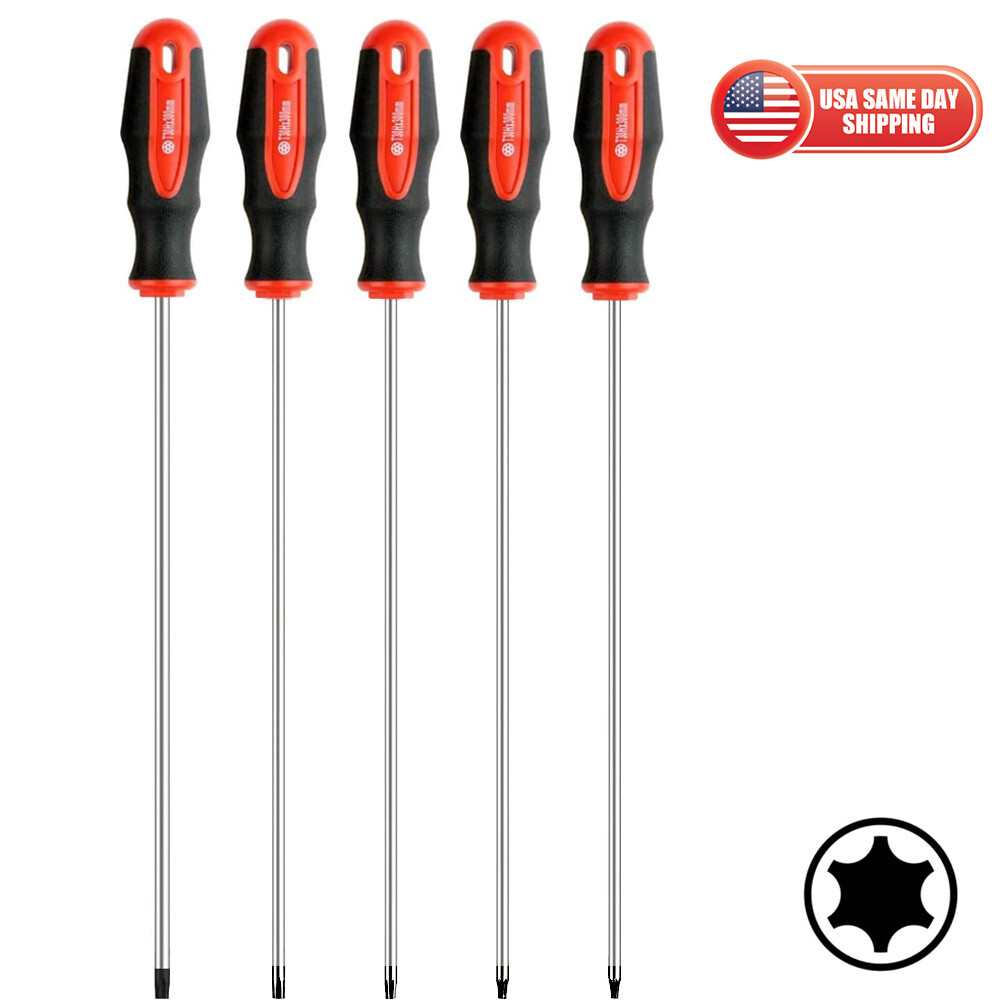 12'' 300mm T15 - T30 5-Piece Extra Long Star Torx Magnetic Screwdrivers Set