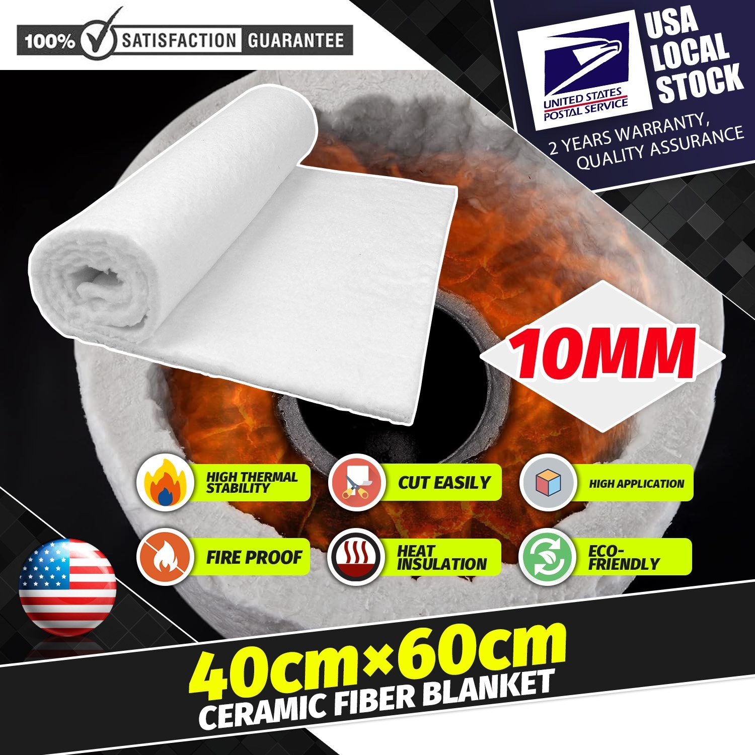 40cm×60cm Ceramic Fiber Fireproof Insulation Blanket For Multiple Uses New