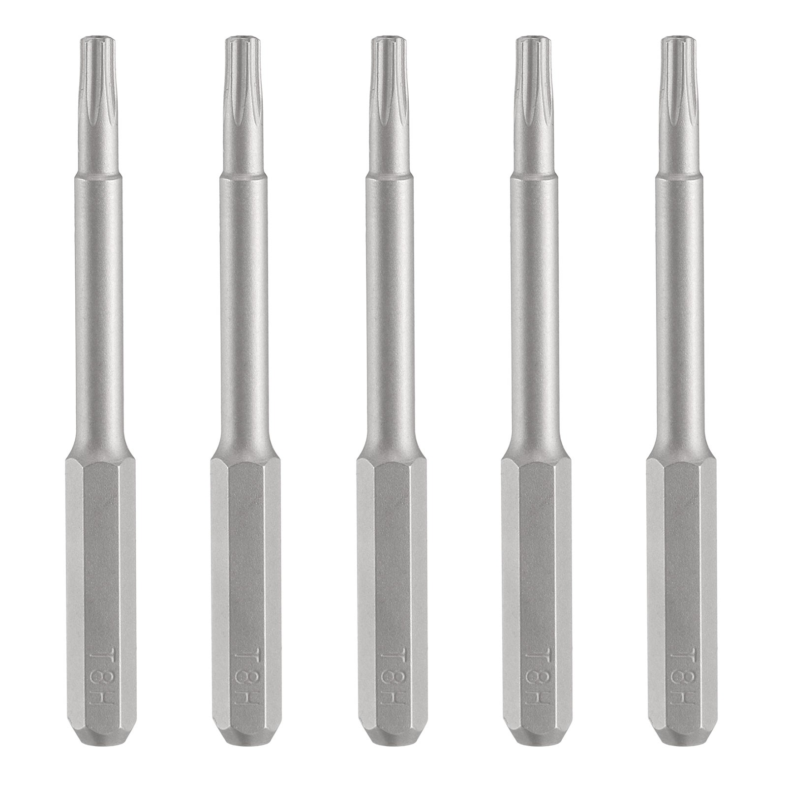 5pcs T8H Magnetic Torx Screwdriver Bit 5/32" Hex Shank 45mm Length S2 Steel