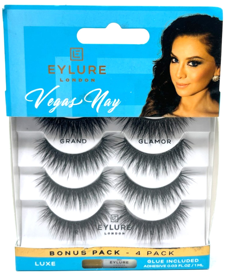 Eylure Vegas Nay Grand Glamour Lashes 4 Pack Sealed Glue Included Adhesive