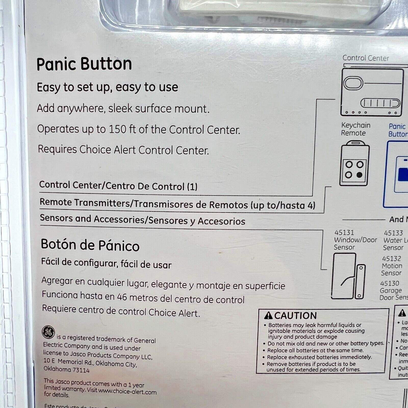 GE Choice Alert Wireless Alarm System Panic Button #45145