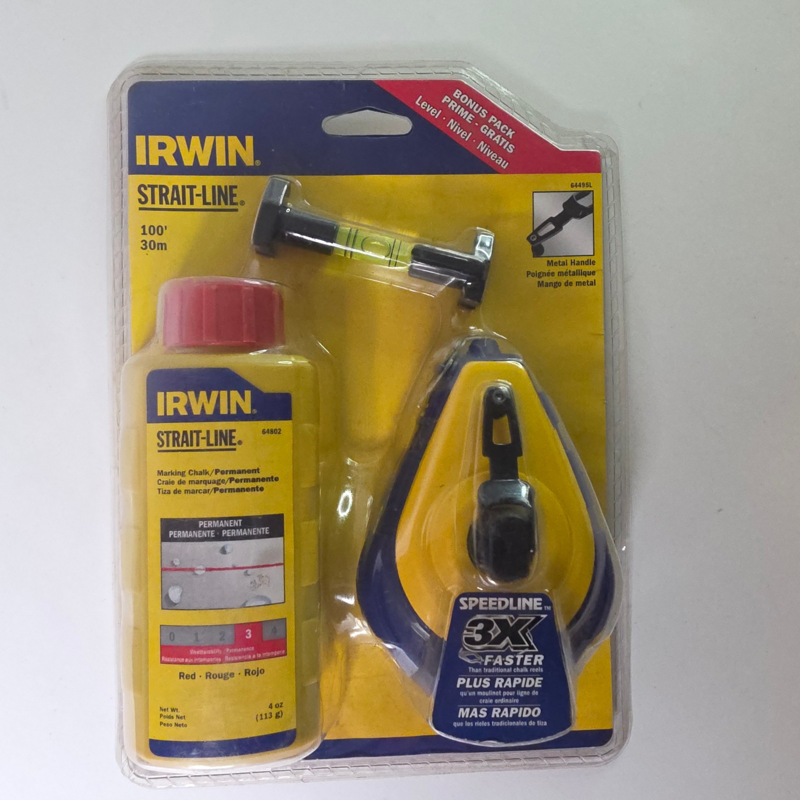 Irwin Strait-Line 100 Feet Chalk Line Reel Model with Chalk and Line Level Kit