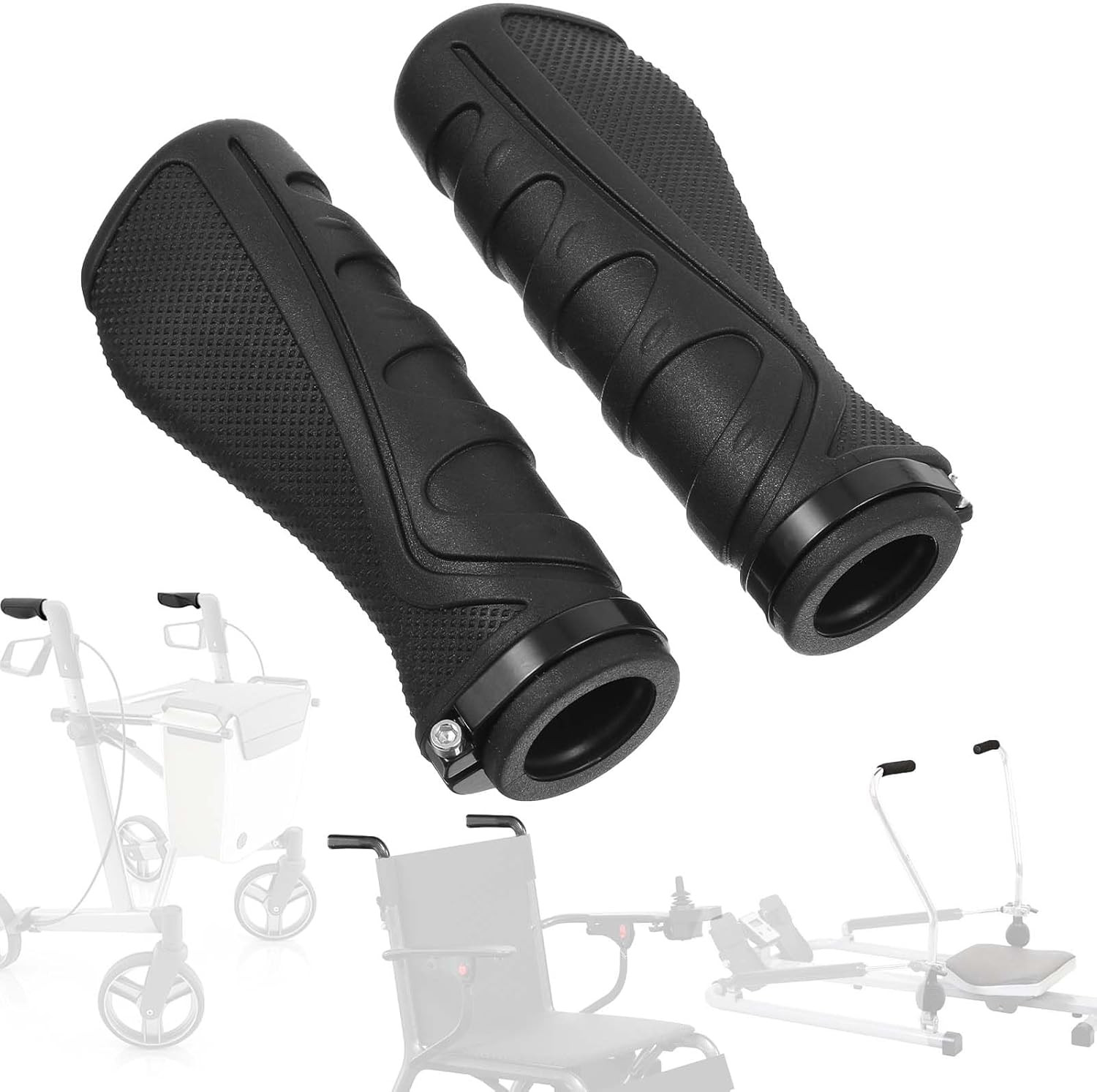 2pcs Rollator Walker Hand Grips Crutch Anti-Slip Replacement Handles