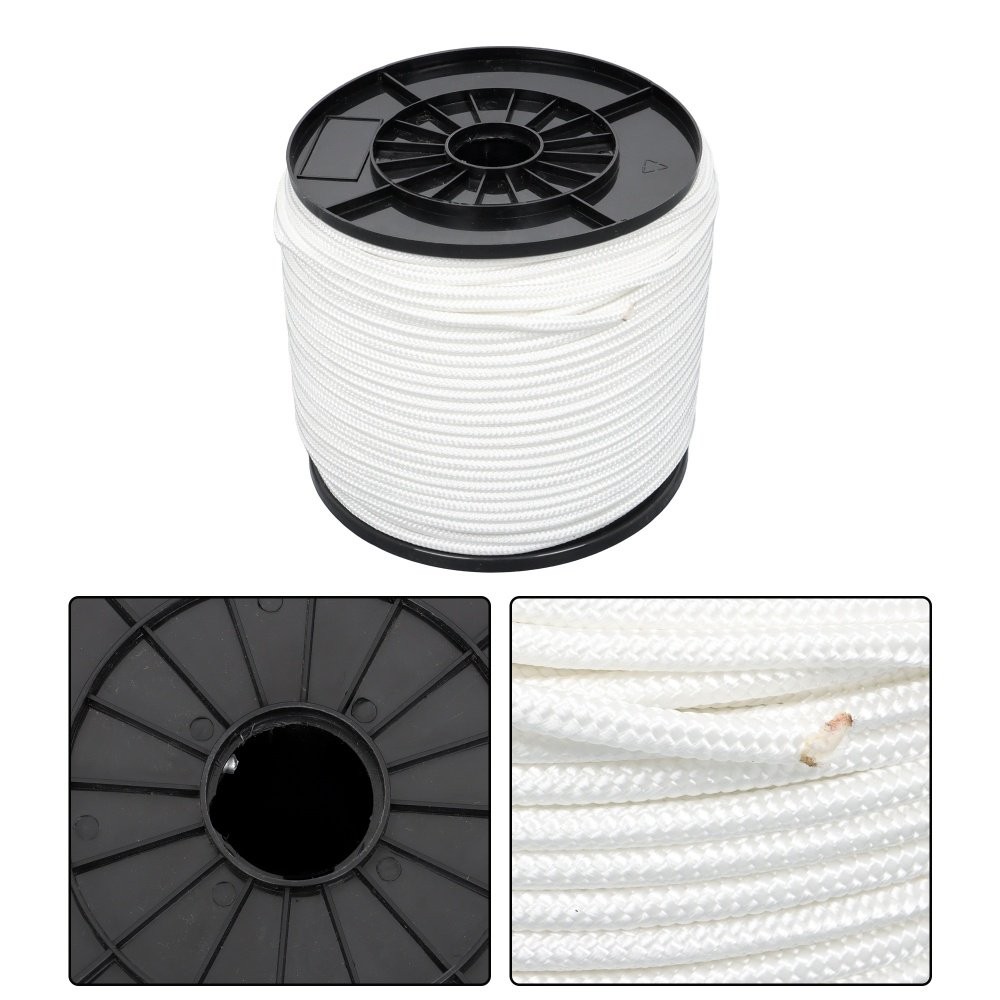 1/4 Inch Nylon Rope 500 Foot Spool 100% Nylon Solid Braid Rope Dyeable White