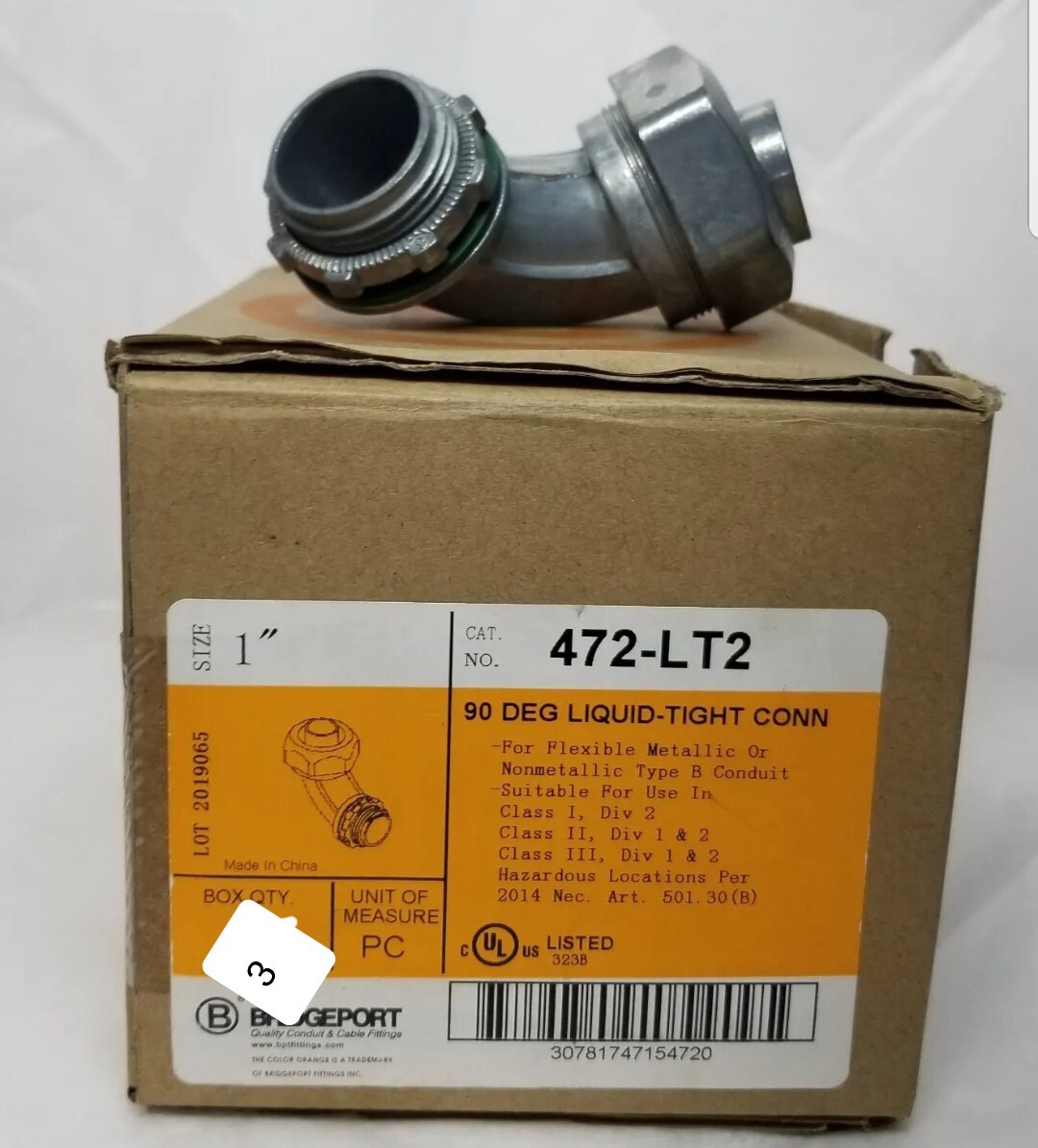 NEW  (3) Bridgeport 472-LT2   1"  90 Deg Liquid-Tight Conn