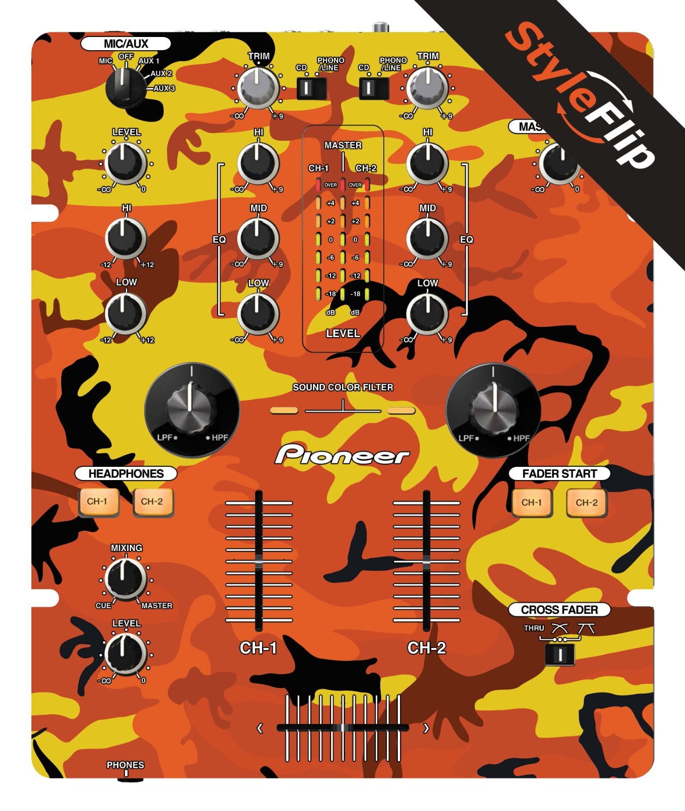 Pioneer DJM-250 | Orange Camo | Protective Decal | StyleFlip Skins