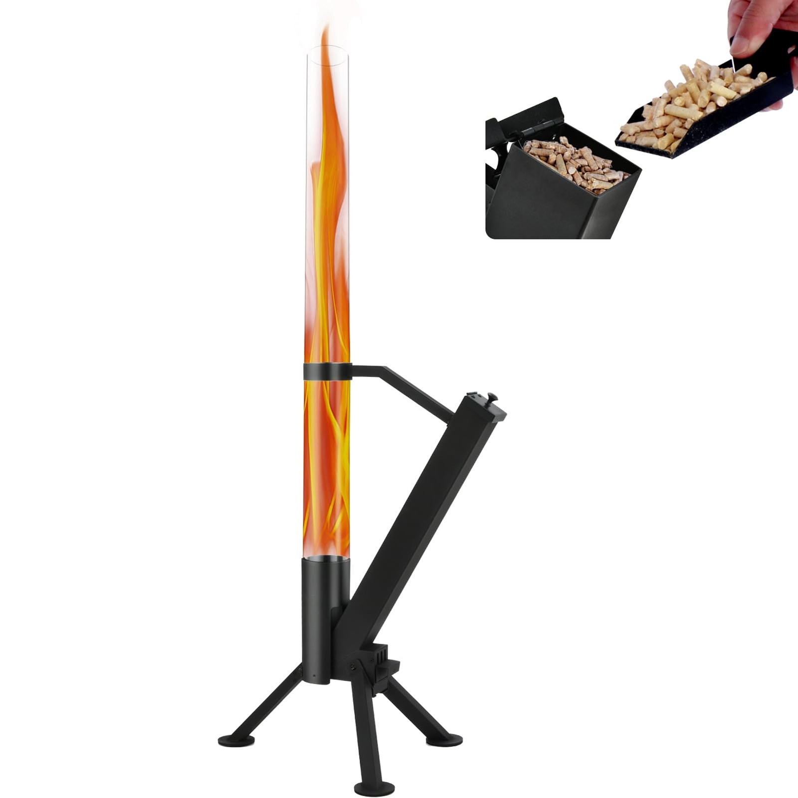 CHARMELEON Wood Pellet Fire Pits for Outside – Portable S, Matte Black