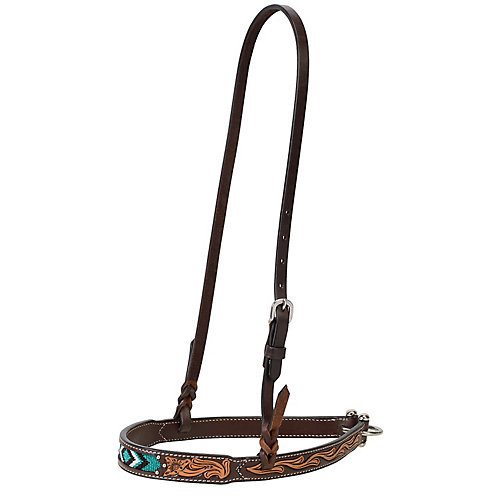Weaver Leather Weaver Turq Cross Turq Bead Floral Carved Noseband