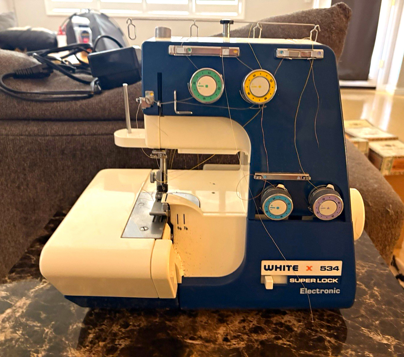 White Super Lock 534 Electronic Portable Household Serger for Denim Leather Wool