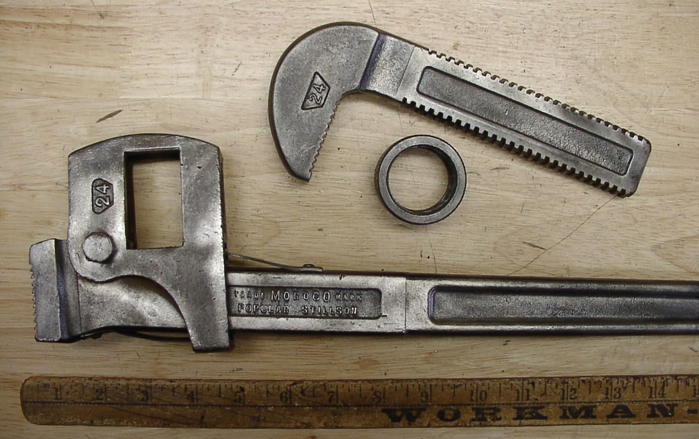 Antique Trimont Mfg. Co. Moroco Popular Stillson 24" Pipe Wrench,3" Cap.,XLINT!