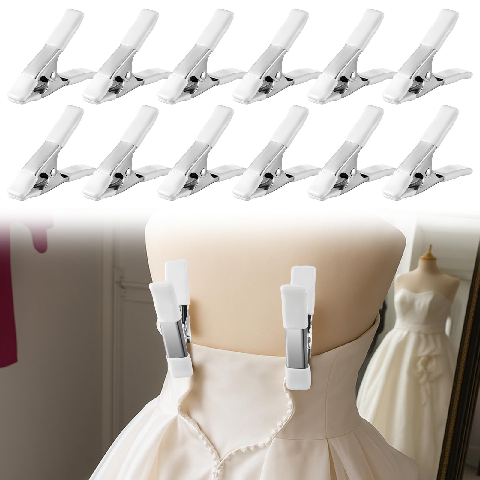 12-Pack 4.17in Heavy Duty Dress Clips Clothing Clamps for Seamstress  Bridal