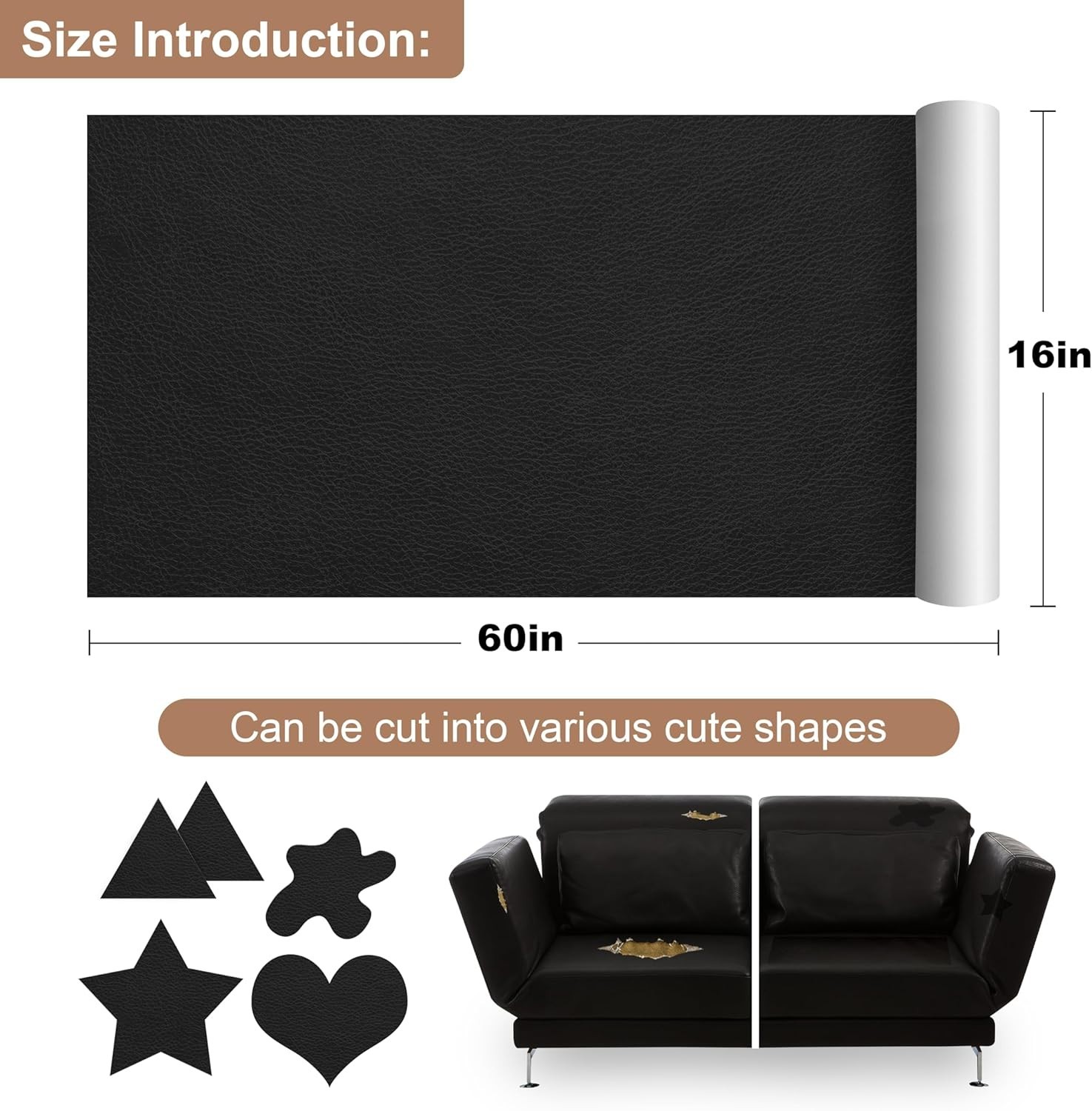 Leather Repair Patch, Self-Adhesive, Sofa/Couch Scratch Fix
