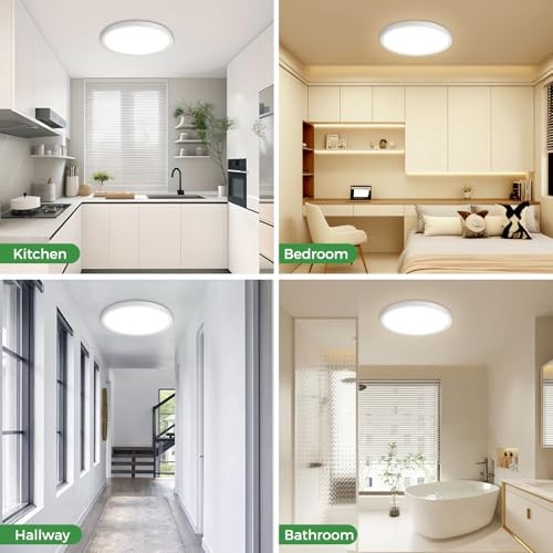 2Pack LED Flush Mount Ceiling Light, 12Inch 24W Dimmable 12"(2pack) White