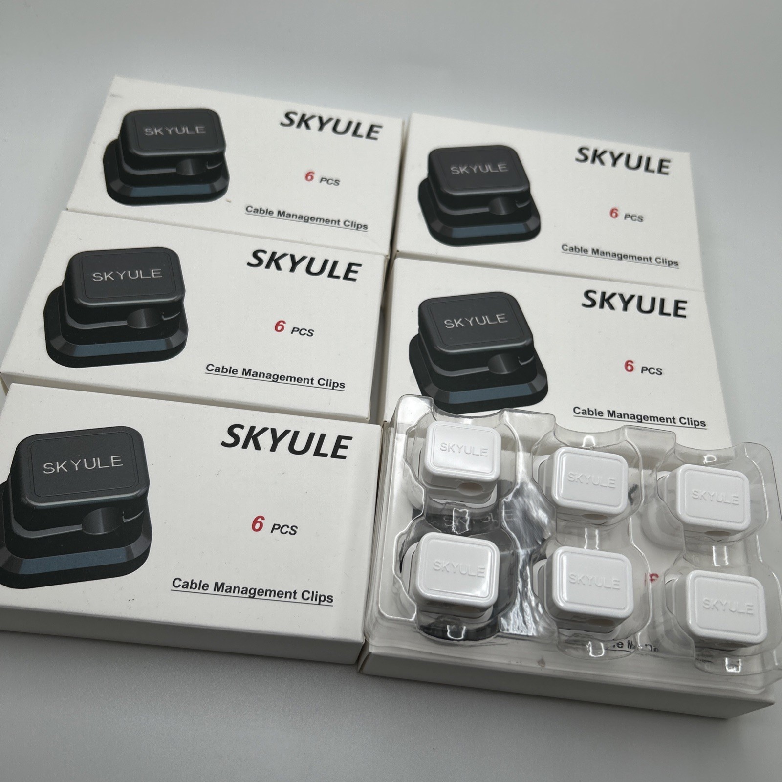 Skyule Cable Management Clips 36 Piece Lot White Reduce Wire Clutter 6 Pack New