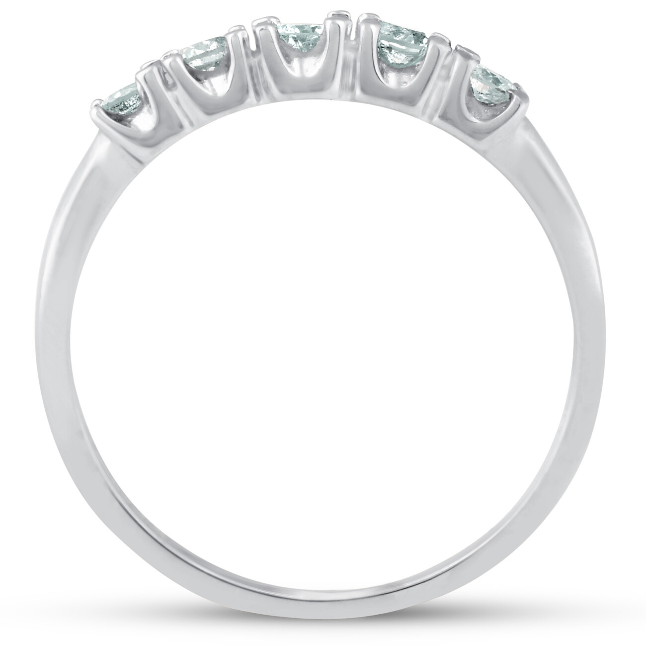 F/VS .25Ct Five Stone EX3 Lab Grown Diamond Wedding Ring 14k White Gold