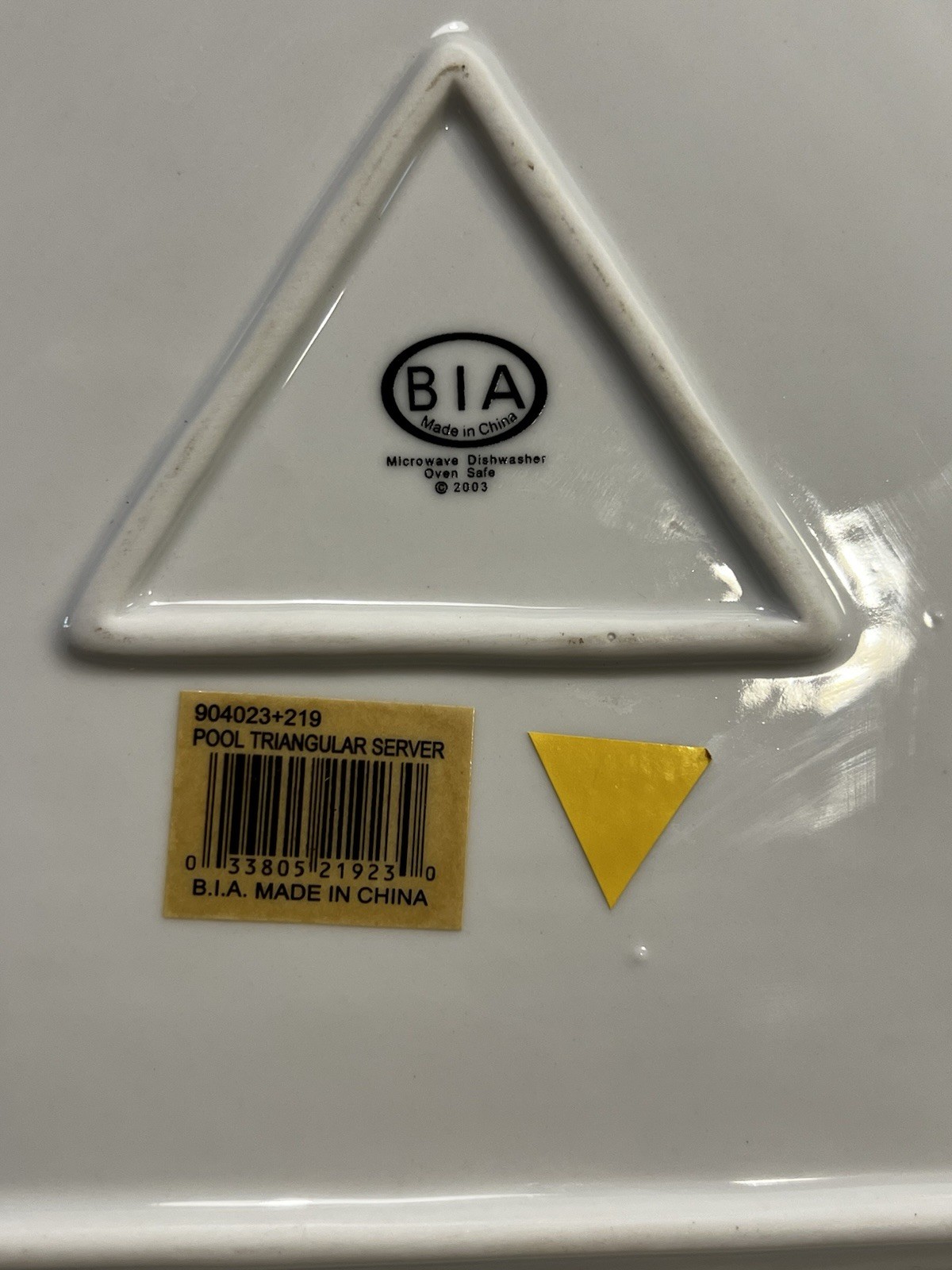 BIA 2003 Billiards Triangular Server Pool Ball Rack Ceramic Serving Dish.