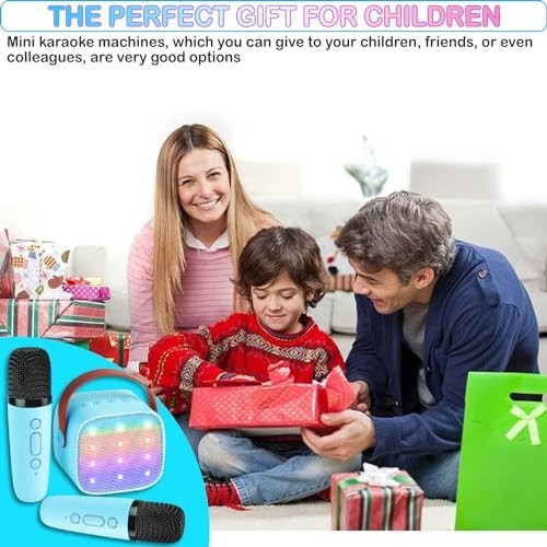 Kids Karaoke Machine, Portable Bluetooth Speaker with 2 Wireless Mics,...