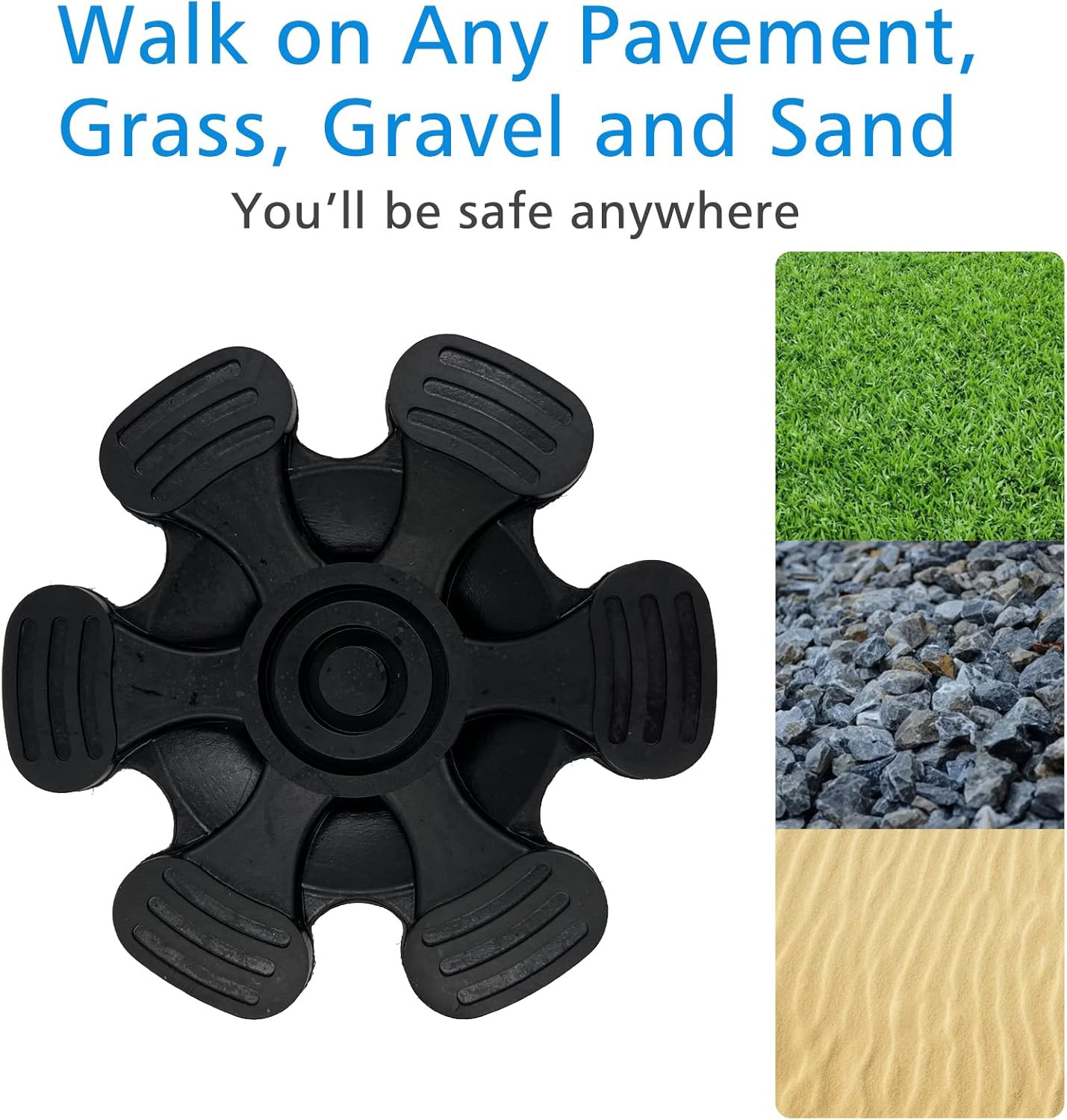 Cane Tips - 3/4 Inch Replacement - Heavy Duty Rubbers Self Standing 6 Support Fe