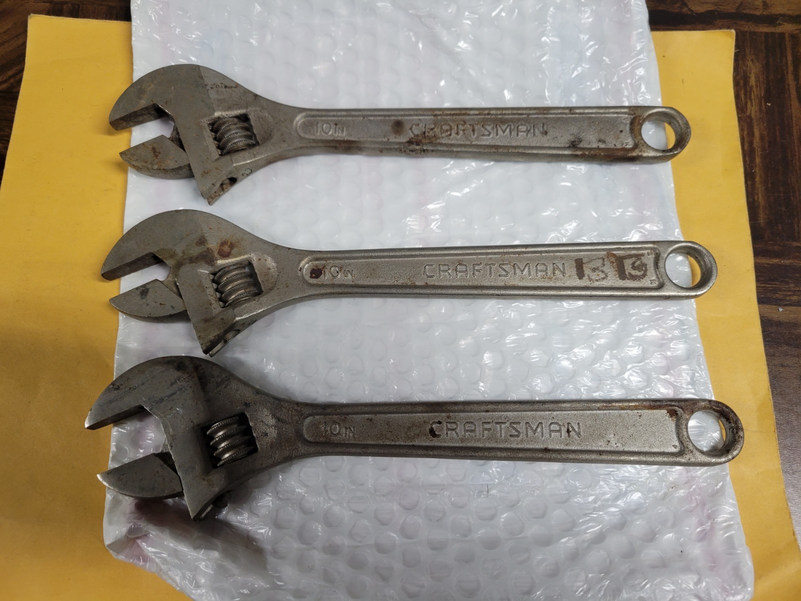 3 EA - 10 INCH CRAFTSMAN ADJUSTABLE WRENCHS  944604  NICE