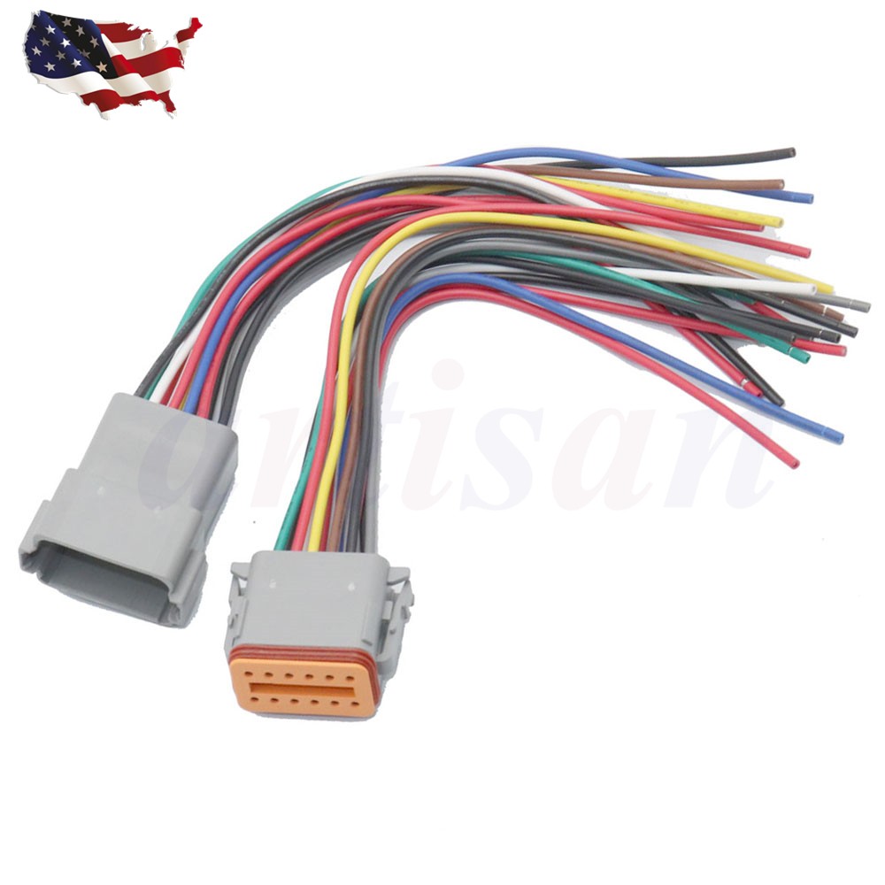 NEW For 16 AWG Assembled Deutsch 12 Pin waterproof connector 6" wire