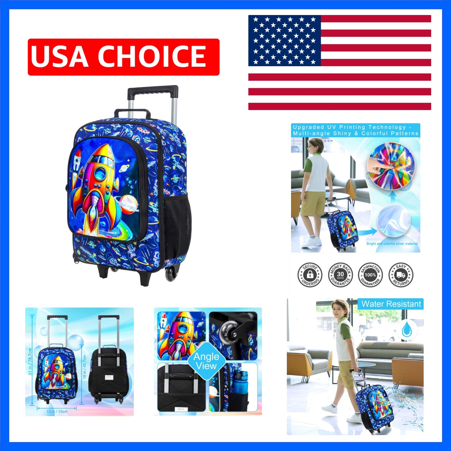 Kids Luggage for Boys Girls, Cute Rolling Wheels Suitcase for Toddler, Childr...