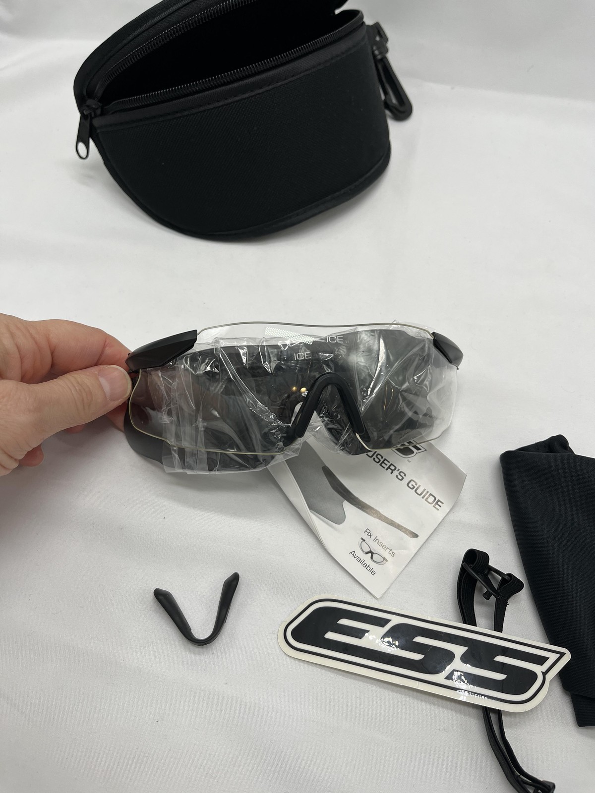 ESS ICE Eyeshield Tactical Shooting Safety Glasses Kit Black Case Clear Lens