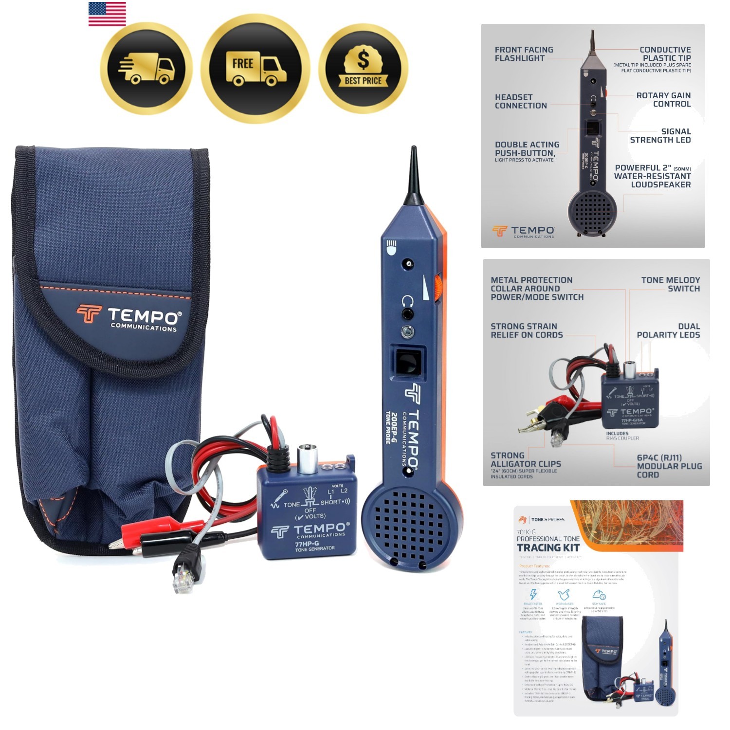 Communications 701K-G Wire Tracer Electrical, Tone Generator and Probe Kit 70...