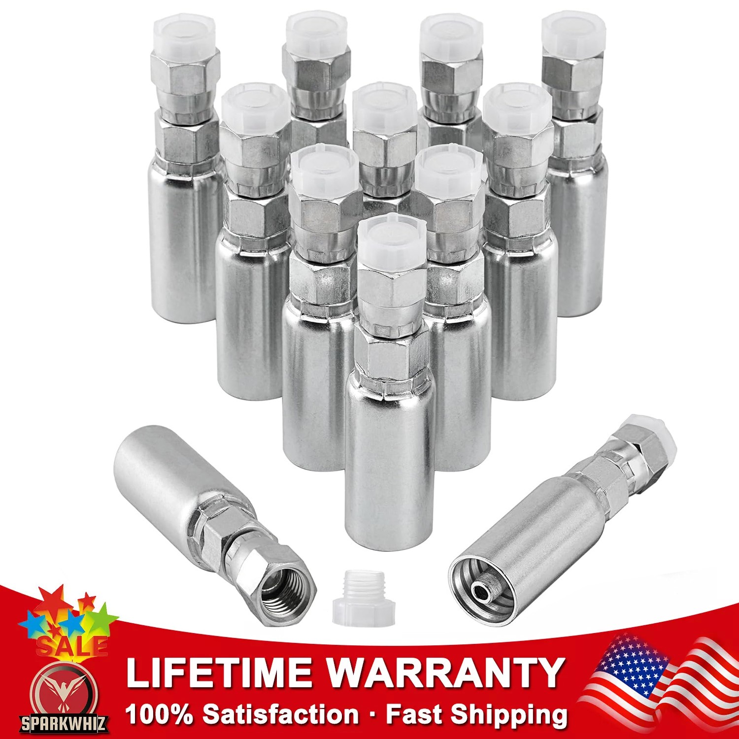 12PCS 1/4" Hydraulic Hose Fittings 1/4"x1/4" JIC 37° Female w/ Protection Cover