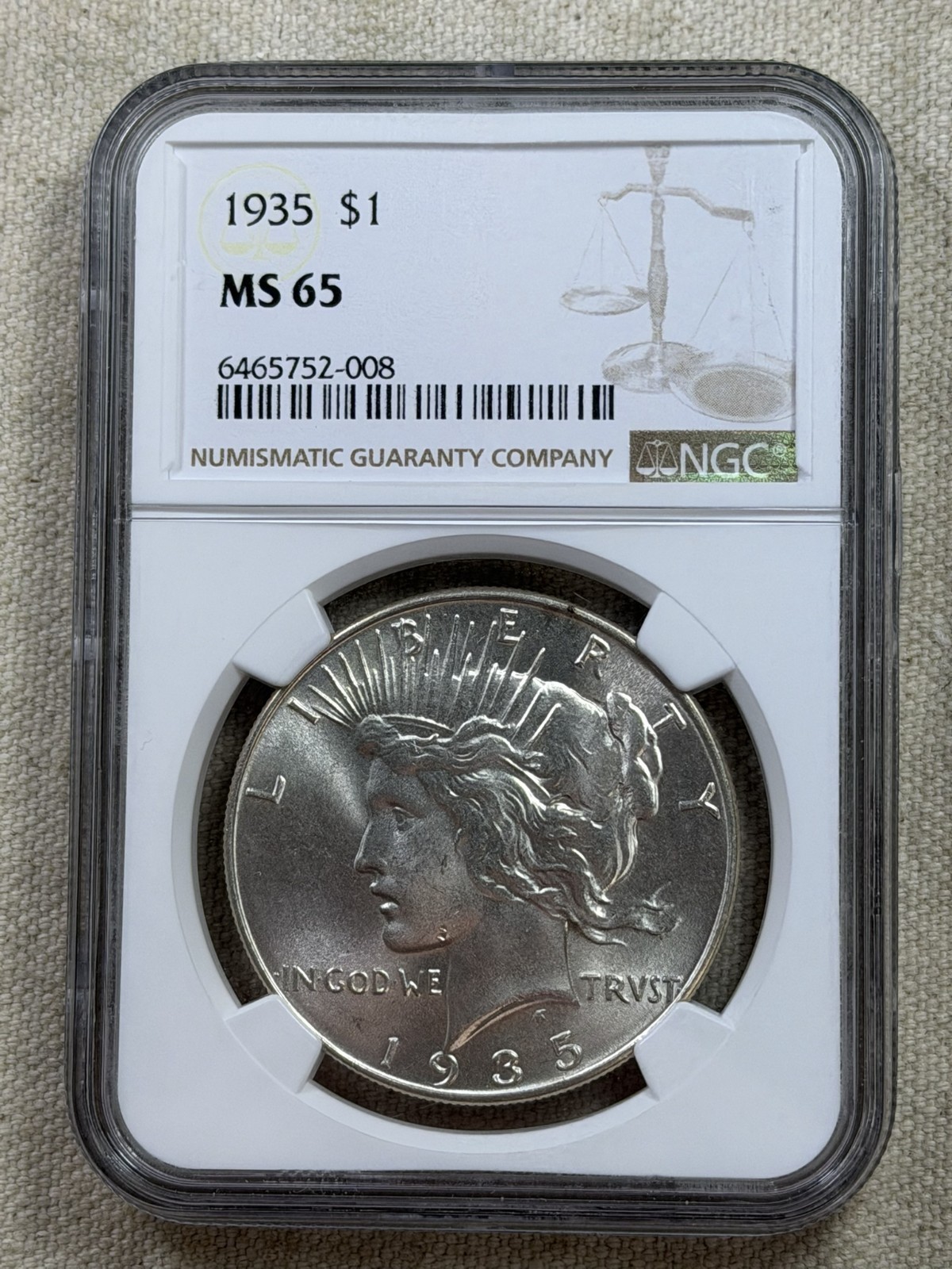 1935 Peace Dollar NGC MS65 Gem Blast White Well Struck Coin Better Date